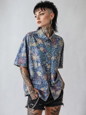 Vans Button-up Faded Floral Hawaiian Canvas short sleeve shirt